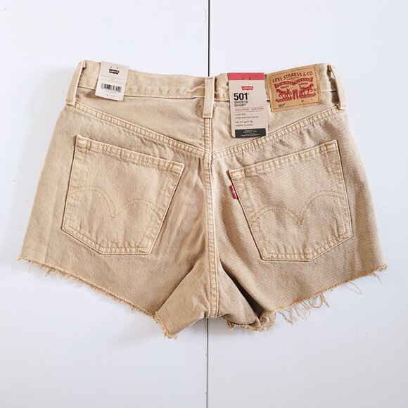 Levi's 501 High Rise Shorts in Beige Tan 56327-0399 BNWT - Size 27 - Picture 5 of 13